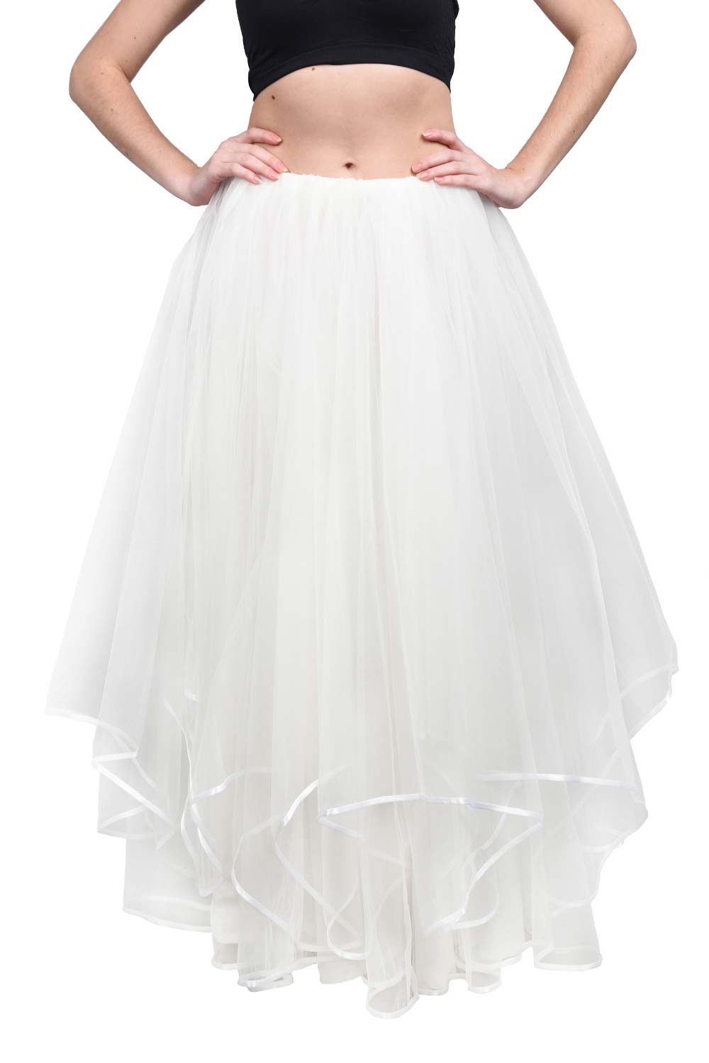 White Long Wedding Tulle Skirt Bohover 8561